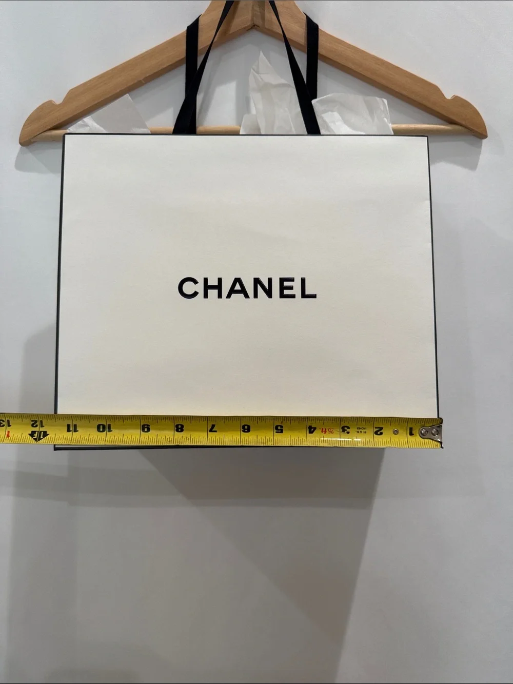 CHANEL White and Black Logo Gift Bag